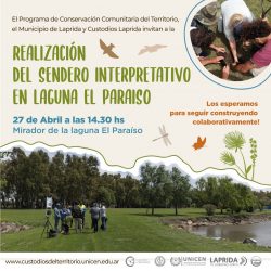 Actividad en Laguna EL Paraíso de Laprida - 27/4 - 14:30 hs