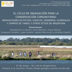 Encuentro virtual sobre Ciclo de Indagación: 31/5 -16 hs (Argentina).