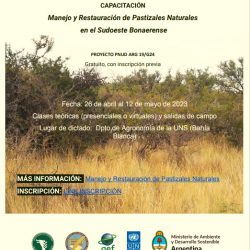 26/4 al 12/5. Capacitación: Manejo y Restauración de Pastizales Naturales en el Sudoeste Bonaerense